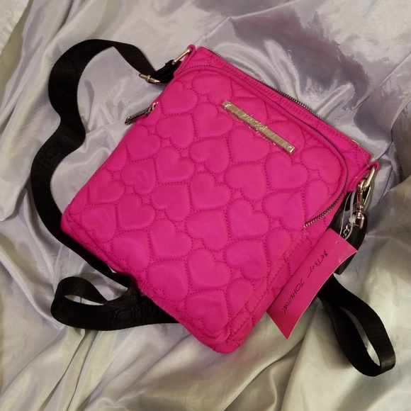 Betsey Johnson Handbags - Betsey Johnson fushia nylon crossbody